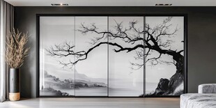 中式水墨风客厅移门装饰