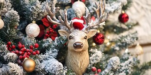 圣诞树上的驯鹿装饰摆件