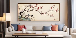 中式客厅梅花挂画装饰