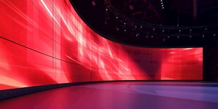 红色弧形大屏舞台空间