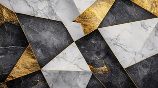 黑金大理石几何拼接图案