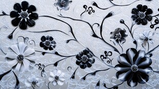 黑白花卉图案装饰画