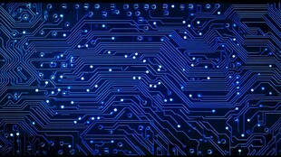 蓝色电路板细节特写