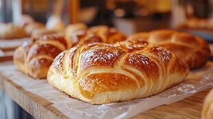 美味诱人的烘焙面包陈列