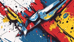 涂鸦风钢笔碰撞艺术画面