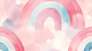 梦幻水彩风彩虹云朵背景