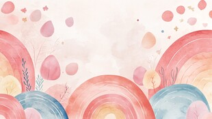 梦幻水彩风彩虹花卉背景