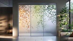 树叶图案磨砂玻璃室内门