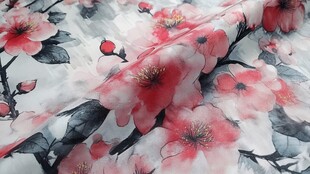 水墨花卉印花布料