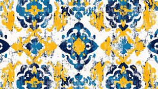 蓝黄复古风几何图案花纹