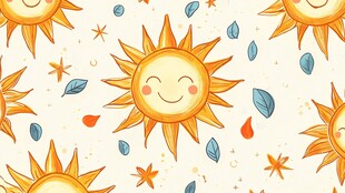 可爱笑脸太阳无缝图案