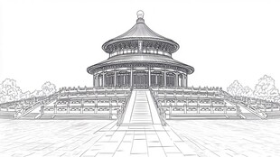 天坛建筑线稿图