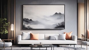 现代客厅的山水装饰画