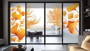 银杏图案玻璃打造温馨客厅