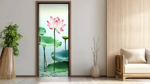 荷花壁画装点雅致空间