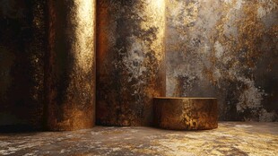 锈蚀空间中的金属柱与台座