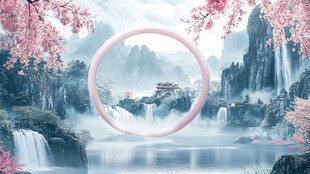 梦幻山水间的粉色圆环奇观