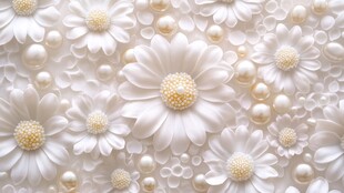 珍珠雏菊精美立体背景图