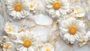 白色花卉珍珠大理石装饰图