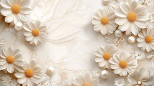 奶油雏菊珍珠精致背景图