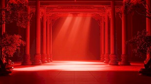 中式红韵舞台空间场景