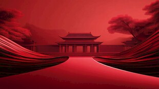中式红韵 古风建筑景观