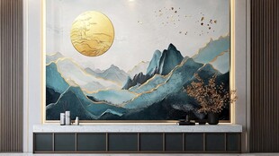 中式山水背景墙 意境深远