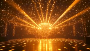 金色舞台灯光闪耀效果