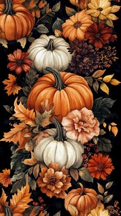 秋日南瓜花卉图案背景