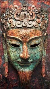 古老青铜面具艺术作品