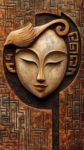 神秘木雕人脸艺术作品