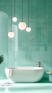 清新绿调浴室优雅氛围