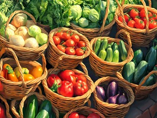 多彩蔬菜装满篮