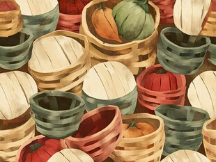 彩篮盛果蔬 缤纷秋日景