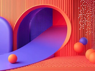 多彩立体几何场景空间