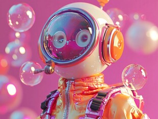梦幻宇航机器人与彩色泡泡