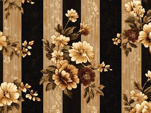 复古花卉条纹壁纸图案