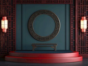 中式古风展示台装饰场景