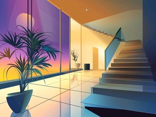 梦幻室内空间与窗外美景