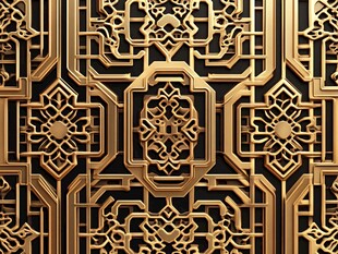 中式金色几何花纹背景图案