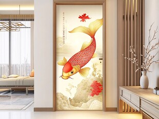 中式玄关锦鲤图好运满满