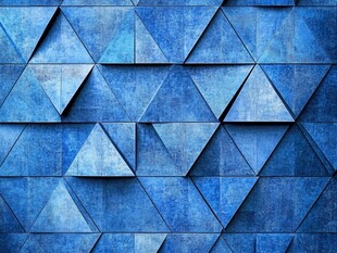 蓝色几何三角拼接墙面