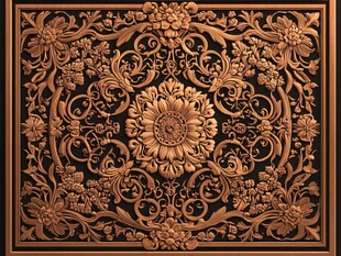 精美立体中式木雕花纹图案