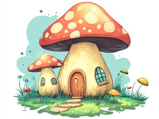童话风蘑菇小屋奇幻场景