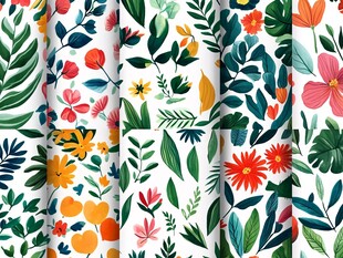 多彩花卉植物图案背景