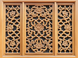 中式木雕窗棂 精美花纹装饰