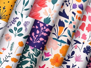 多彩花卉图案布料展示