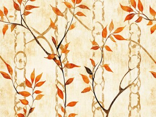秋韵枝叶花纹墙纸图案