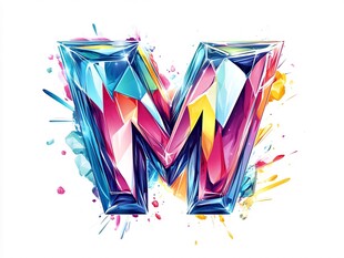 炫彩立体字母M艺术设计
