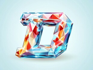 彩色多边形立体字母D